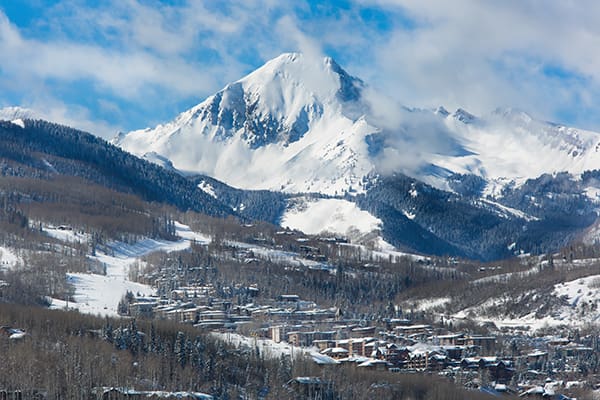 Mt. Daly covered in snow during winter in Snowmass