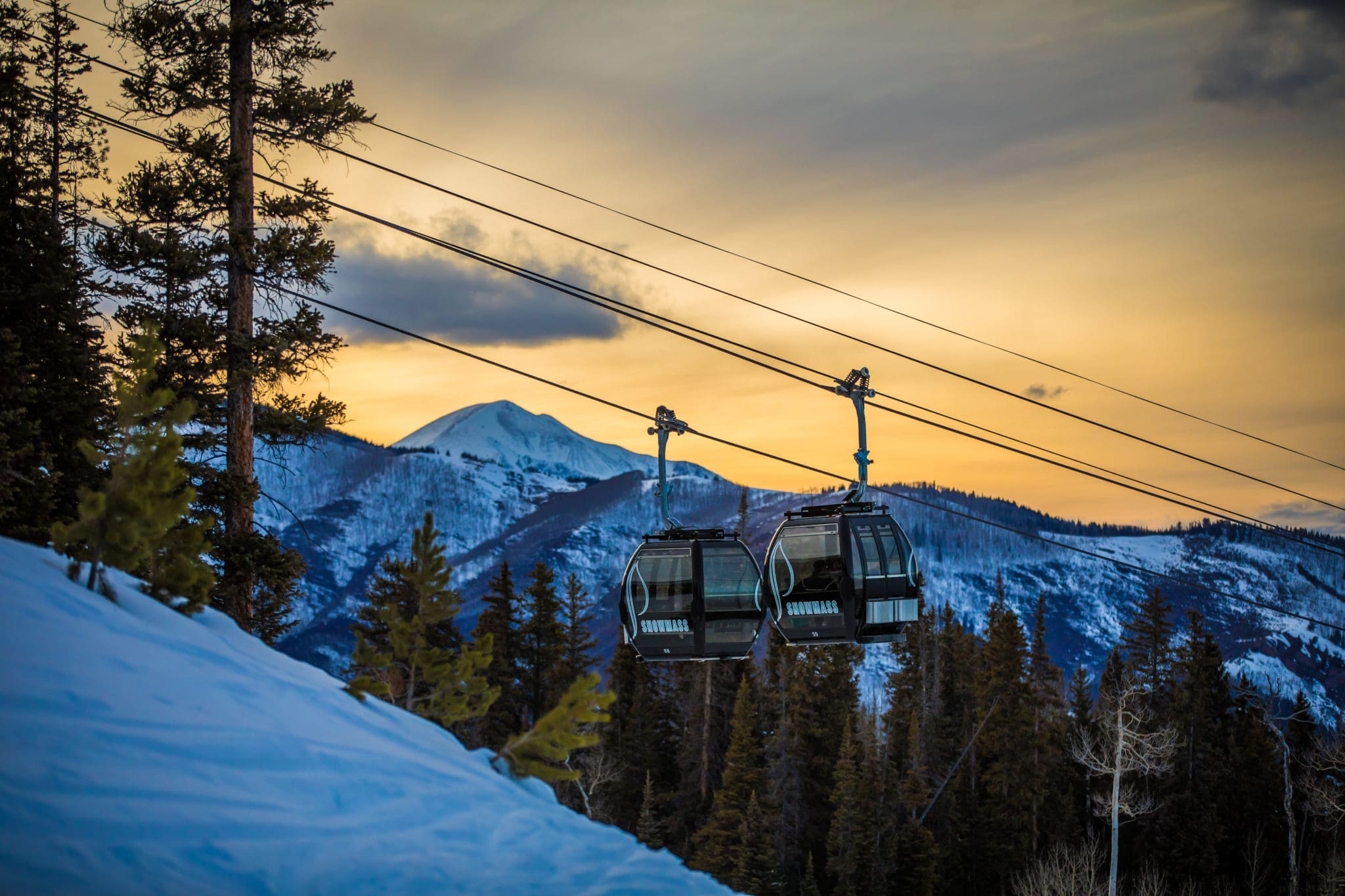 image of snowmass ski resort at sunset