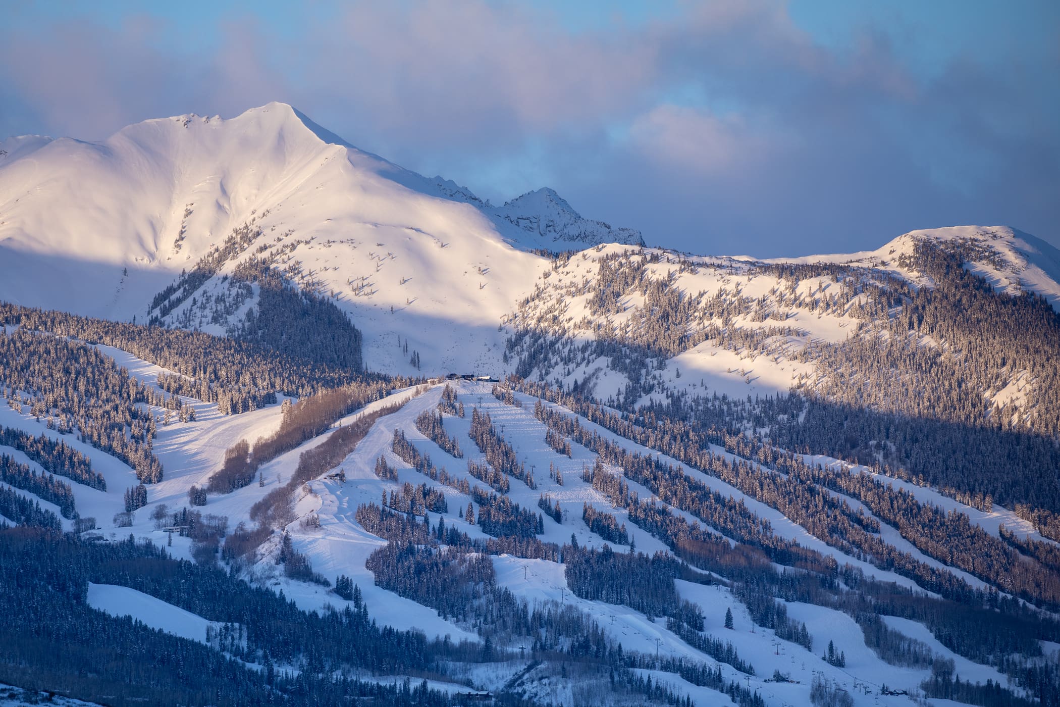 snowmass village colorado winter ski area mountains snow